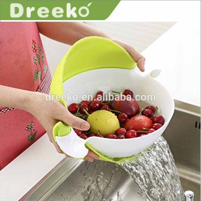 2-in-1 Large Colander & Bowl for Fruits Vegetable Cleaning Washing with Integrated Colander Mixing Bowl and Strainer