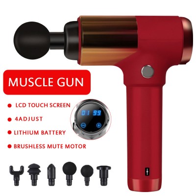 Red Comfortable and effective exercise muscle massage gun deep tissue massager